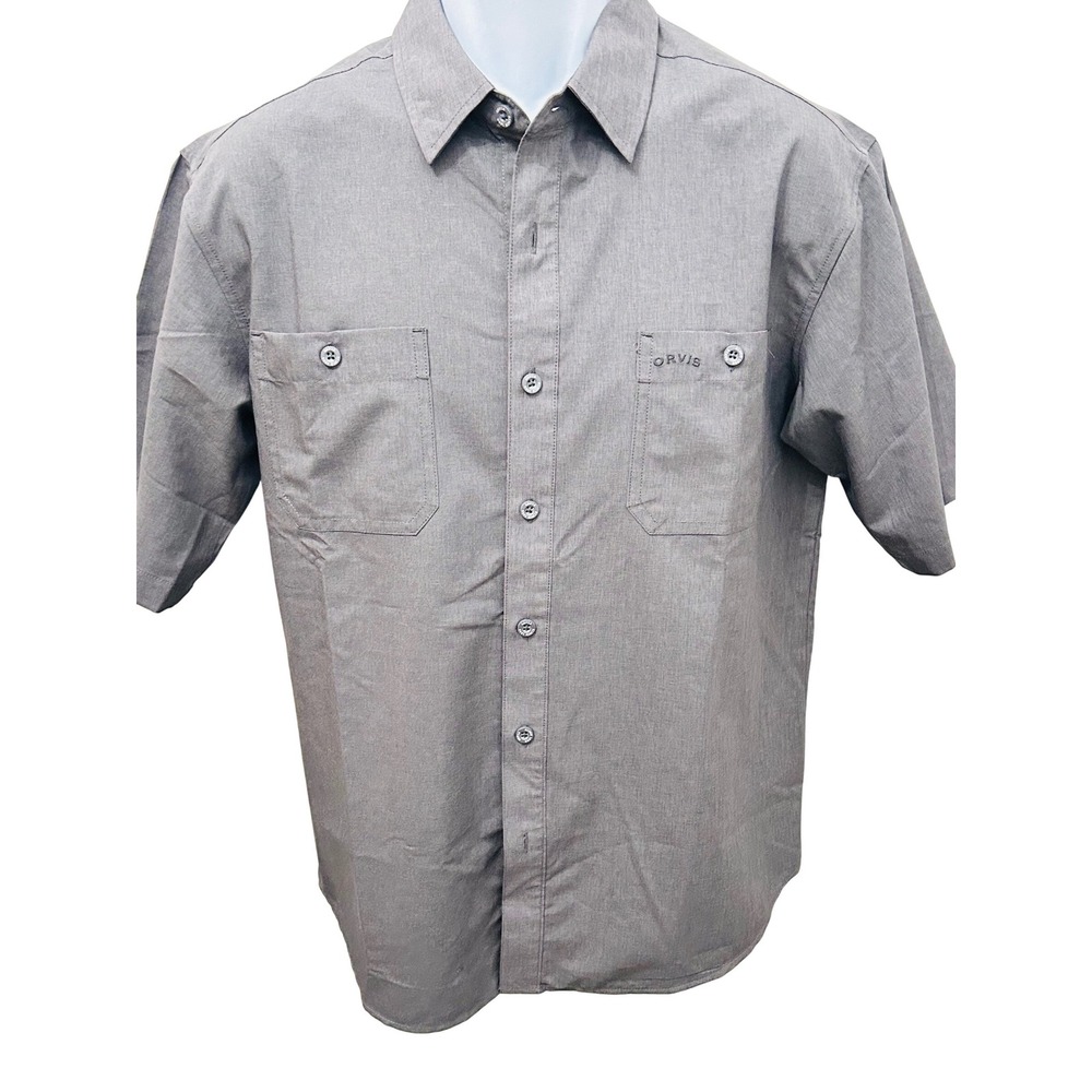 Orvis Tech Chambray Short Sleeve Work Shirt Men's Medium UPF 40 Button Down